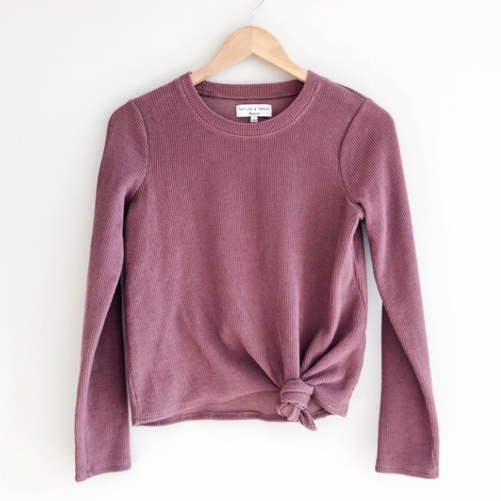 Madewell Texture & Thread Jacquard Knot-Front Ribbed Top